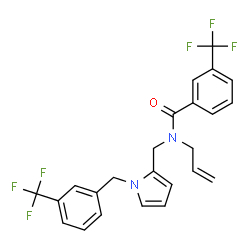 ChemSpider 2D Image | N-Allyl-3-(trifluoromethyl)-N-({1-[3-(trifluoromethyl)benzyl]-1H-pyrrol-2-yl}methyl)benzamide | C24H20F6N2O