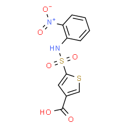 ChemSpider 2D Image | 5-[(2-Nitrophenyl)sulfamoyl]-3-thiophenecarboxylic acid | C11H8N2O6S2