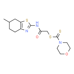 ChemSpider 2D Image | 2-[(6-Methyl-4,5,6,7-tetrahydro-1,3-benzothiazol-2-yl)amino]-2-oxoethyl 4-morpholinecarbodithioate | C15H21N3O2S3