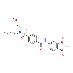 ChemSpider 2D Image | 4-[Bis(2-methoxyethyl)sulfamoyl]-N-(2-methyl-1,3-dioxo-2,3-dihydro-1H-isoindol-5-yl)benzamide | C22H25N3O7S
