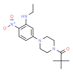 ChemSpider 2D Image | 1-{4-[3-(Ethylamino)-4-nitrophenyl]-1-piperazinyl}-2,2-dimethyl-1-propanone | C17H26N4O3