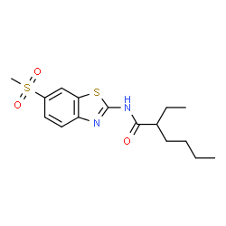 ChemSpider 2D Image | 2-Ethyl-N-[6-(methylsulfonyl)-1,3-benzothiazol-2-yl]hexanamide | C16H22N2O3S2
