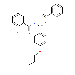 ChemSpider 2D Image | N,N'-[(4-Butoxyphenyl)methylene]bis(2-fluorobenzamide) | C25H24F2N2O3