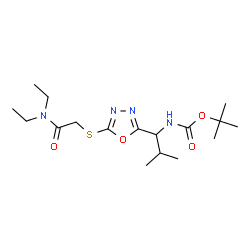 ChemSpider 2D Image | 2-Methyl-2-propanyl [1-(5-{[2-(diethylamino)-2-oxoethyl]sulfanyl}-1,3,4-oxadiazol-2-yl)-2-methylpropyl]carbamate | C17H30N4O4S