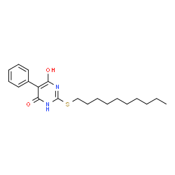 ChemSpider 2D Image | 2-(Decylsulfanyl)-6-hydroxy-5-phenyl-4(3H)-pyrimidinone | C20H28N2O2S