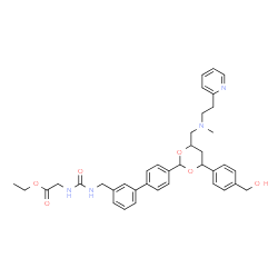 ChemSpider 2D Image | Ethyl N-{[(4'-{4-[4-(hydroxymethyl)phenyl]-6-({methyl[2-(2-pyridinyl)ethyl]amino}methyl)-1,3-dioxan-2-yl}-3-biphenylyl)methyl]carbamoyl}glycinate | C38H44N4O6