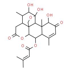 ChemSpider 2D Image | 1,11,12-Trihydroxy-2,16-dioxo-11,20-epoxypicras-3-en-6-yl 3-methyl-2-butenoate | C25H32O9