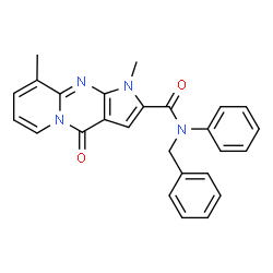 ChemSpider 2D Image | N-Benzyl-1,9-dimethyl-4-oxo-N-phenyl-1,4-dihydropyrido[1,2-a]pyrrolo[2,3-d]pyrimidine-2-carboxamide | C26H22N4O2