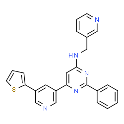 ChemSpider 2D Image | 2-Phenyl-N-(3-pyridinylmethyl)-6-[5-(2-thienyl)-3-pyridinyl]-4-pyrimidinamine | C25H19N5S