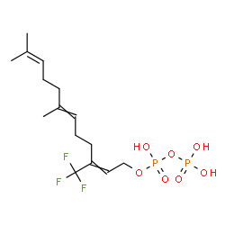 ChemSpider 2D Image | 7,11-Dimethyl-3-(trifluoromethyl)-2,6,10-dodecatrien-1-yl trihydrogen diphosphate | C15H25F3O7P2