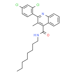 ChemSpider 2D Image | 2-(2,4-Dichlorophenyl)-3-methyl-N-octyl-4-quinolinecarboxamide | C25H28Cl2N2O