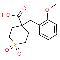 ChemSpider 2D Image | 4-(2-Methoxybenzyl)tetrahydro-2H-thiopyran-4-carboxylic acid 1,1-dioxide | C14H18O5S