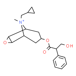 ChemSpider 2D Image | 9-(Cyclopropylmethyl)-7-[(3-hydroxy-2-phenylpropanoyl)oxy]-9-methyl-3-oxa-9-azoniatricyclo[3.3.1.0~2,4~]nonane | C21H28NO4