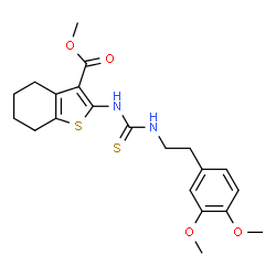 ChemSpider 2D Image | Methyl 2-({[2-(3,4-dimethoxyphenyl)ethyl]carbamothioyl}amino)-4,5,6,7-tetrahydro-1-benzothiophene-3-carboxylate | C21H26N2O4S2