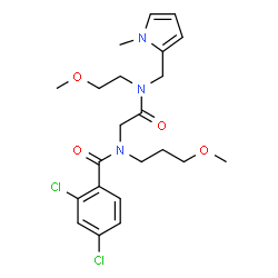 ChemSpider 2D Image | 2,4-Dichloro-N-(2-{(2-methoxyethyl)[(1-methyl-1H-pyrrol-2-yl)methyl]amino}-2-oxoethyl)-N-(3-methoxypropyl)benzamide | C22H29Cl2N3O4