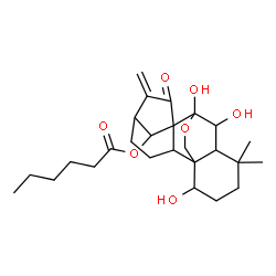 ChemSpider 2D Image | 1,6,7-Trihydroxy-15-oxo-7,20-epoxykaur-16-en-14-yl hexanoate | C26H38O7