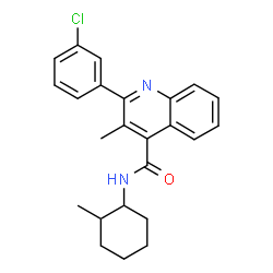 ChemSpider 2D Image | 2-(3-Chlorophenyl)-3-methyl-N-(2-methylcyclohexyl)-4-quinolinecarboxamide | C24H25ClN2O