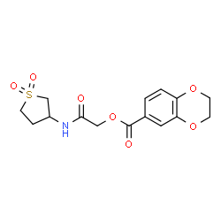 ChemSpider 2D Image | 2-[(1,1-Dioxidotetrahydro-3-thiophenyl)amino]-2-oxoethyl 2,3-dihydro-1,4-benzodioxine-6-carboxylate | C15H17NO7S