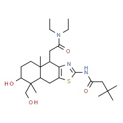 ChemSpider 2D Image | N-{4-[2-(Diethylamino)-2-oxoethyl]-7-hydroxy-8-(hydroxymethyl)-4a,8-dimethyl-4,4a,5,6,7,8,8a,9-octahydronaphtho[2,3-d][1,3]thiazol-2-yl}-3,3-dimethylbutanamide | C26H43N3O4S