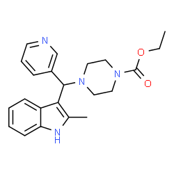 ChemSpider 2D Image | Ethyl 4-[(2-methyl-1H-indol-3-yl)(3-pyridinyl)methyl]-1-piperazinecarboxylate | C22H26N4O2