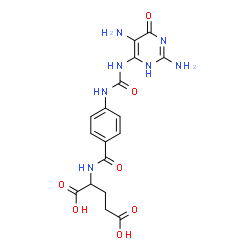 ChemSpider 2D Image | N-(4-{[(2,5-Diamino-6-oxo-3,6-dihydro-4-pyrimidinyl)carbamoyl]amino}benzoyl)glutamic acid | C17H19N7O7