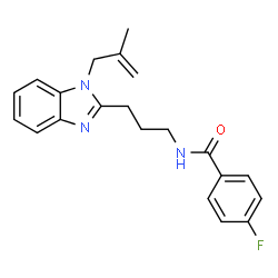 ChemSpider 2D Image | 4-Fluoro-N-{3-[1-(2-methyl-2-propen-1-yl)-1H-benzimidazol-2-yl]propyl}benzamide | C21H22FN3O