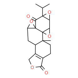 ChemSpider 2D Image | 6a-Isopropyl-8b-methyl-3b,4,4a,7a,7b,8b,9,10-octahydrotrisoxireno[6,7:8a,9:4b,5]phenanthro[1,2-c]furan-1,6(3H,6aH)-dione | C20H22O6