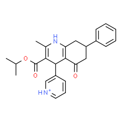 ChemSpider 2D Image | 3-[3-(Isopropoxycarbonyl)-2-methyl-5-oxo-7-phenyl-1,4,5,6,7,8-hexahydro-4-quinolinyl]pyridinium | C25H27N2O3