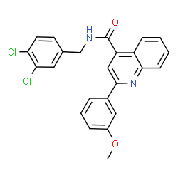 ChemSpider 2D Image | N-(3,4-Dichlorobenzyl)-2-(3-methoxyphenyl)-4-quinolinecarboxamide | C24H18Cl2N2O2