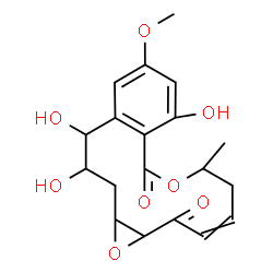 ChemSpider 2D Image | 9,13,14-Trihydroxy-11-methoxy-6-methyl-5,6,13,14,15,15a-hexahydro-2H-oxireno[h][2]benzoxacyclotetradecine-2,8(1aH)-dione | C19H22O8