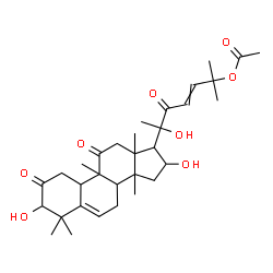 ChemSpider 2D Image | 1,16,20-Trihydroxy-9,10,14-trimethyl-2,11,22-trioxo-4,9-cyclo-9,10-secocholesta-5,23-dien-25-yl acetate | C32H46O8