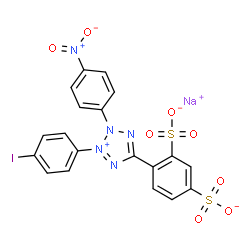 ChemSpider 2D Image | Sodium 4-[3-(4-iodophenyl)-2-(4-nitrophenyl)-2H-tetrazol-3-ium-5-yl]-1,3-benzenedisulfonate | C19H11IN5NaO8S2