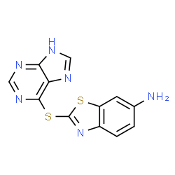 ChemSpider 2D Image | 2-(9H-Purin-6-ylsulfanyl)-1,3-benzothiazol-6-amine | C12H8N6S2