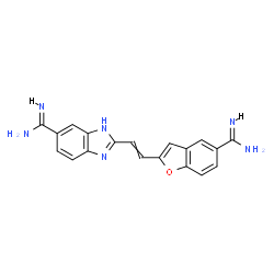 ChemSpider 2D Image | 2-[2-(5-Carbamimidoyl-1-benzofuran-2-yl)vinyl]-1H-benzimidazole-6-carboximidamide | C19H16N6O