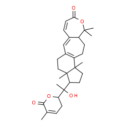 ChemSpider 2D Image | 3-[1-Hydroxy-1-(5-methyl-6-oxo-3,6-dihydro-2H-pyran-2-yl)ethyl]-3a,11,11,13b-tetramethyl-2,3,3a,4,5,11,11a,12,13,13b-decahydroindeno[5',4':4,5]cyclohepta[1,2-c]oxepin-9(1H)-one | C30H40O5