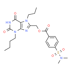 ChemSpider 2D Image | (3-Butyl-2,6-dioxo-7-propyl-2,3,6,7-tetrahydro-1H-purin-8-yl)methyl 4-(dimethylsulfamoyl)benzoate | C22H29N5O6S