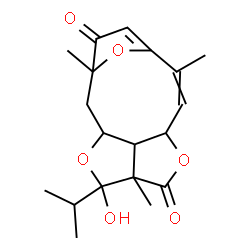 ChemSpider 2D Image | 13-Hydroxy-13-isopropyl-3,7,12-trimethyl-10,14,16-trioxatetracyclo[7.5.1.1~3,6~.0~12,15~]hexadeca-5,7-diene-4,11-dione | C19H24O6