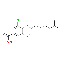 ChemSpider 2D Image | 3-Chloro-5-methoxy-4-[2-(3-methylbutoxy)ethoxy]benzoic acid | C15H21ClO5