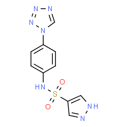 ChemSpider 2D Image | N-[4-(1H-Tetrazol-1-yl)phenyl]-1H-pyrazole-4-sulfonamide | C10H9N7O2S