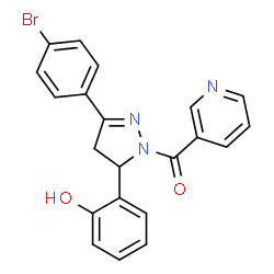 ChemSpider 2D Image | [3-(4-Bromophenyl)-5-(2-hydroxyphenyl)-4,5-dihydro-1H-pyrazol-1-yl](3-pyridinyl)methanone | C21H16BrN3O2