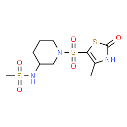 ChemSpider 2D Image | N-{1-[(4-Methyl-2-oxo-2,3-dihydro-1,3-thiazol-5-yl)sulfonyl]-3-piperidinyl}methanesulfonamide | C10H17N3O5S3