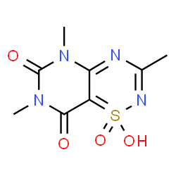 ChemSpider 2D Image | 1-Hydroxy-3,5,7-trimethyl-1lambda~4~-pyrimido[4,5-e][1,2,4]thiadiazine-6,8(5H,7H)-dione 1-oxide | C8H10N4O4S