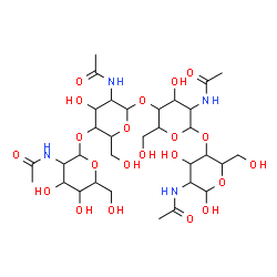 ChemSpider 2D Image | 2-Acetamido-2-deoxyhexopyranosyl-(1->4)-2-acetamido-2-deoxyhexopyranosyl-(1->4)-2-acetamido-2-deoxyhexopyranosyl-(1->4)-2-acetamido-2-deoxyhexopyranose | C32H54N4O21