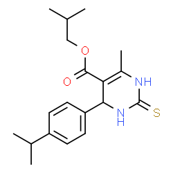 ChemSpider 2D Image | Isobutyl 4-(4-isopropylphenyl)-6-methyl-2-thioxo-1,2,3,4-tetrahydro-5-pyrimidinecarboxylate | C19H26N2O2S