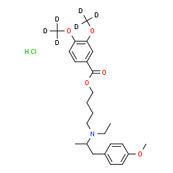 ChemSpider 2D Image | 4-{Ethyl[1-(4-methoxyphenyl)-2-propanyl]amino}butyl 3,4-bis[(~2~H_3_)methyloxy]benzoate hydrochloride (1:1) | C25H30D6ClNO5