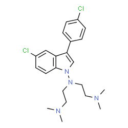 ChemSpider 2D Image | N-[5-Chloro-3-(4-chlorophenyl)-1H-indol-1-yl]-N-[2-(dimethylamino)ethyl]-N',N'-dimethyl-1,2-ethanediamine | C22H28Cl2N4