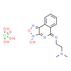 ChemSpider 2D Image | (5Z)-5-{[2-(Dimethylamino)ethyl]imino}[1,2,5]oxadiazolo[3,4-c]isoquinolin-3(5H)-ol - trihydroxy-lambda~3~-chlorane oxide (1:1) | C13H18ClN5O6