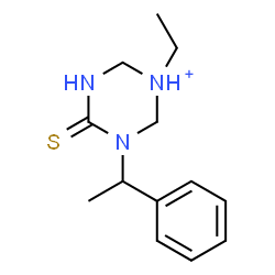ChemSpider 2D Image | 1-Ethyl-3-(1-phenylethyl)-4-thioxo-1,3,5-triazinan-1-ium | C13H20N3S