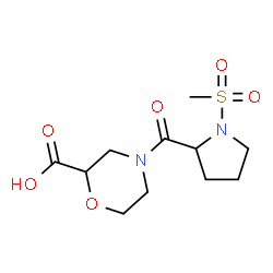 ChemSpider 2D Image | 4-[1-(Methylsulfonyl)prolyl]-2-morpholinecarboxylic acid | C11H18N2O6S