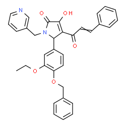 ChemSpider 2D Image | 5-[4-(Benzyloxy)-3-ethoxyphenyl]-4-cinnamoyl-3-hydroxy-1-(3-pyridinylmethyl)-1,5-dihydro-2H-pyrrol-2-one | C34H30N2O5